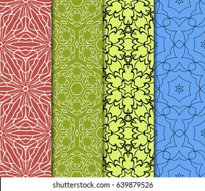 set of geometric pattern in floral lace style. Ethnic ornament. Vector illustration