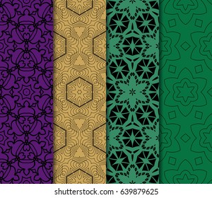 set of geometric pattern in floral lace style. Ethnic ornament. Vector illustration
