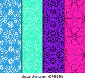 set of geometric pattern in floral lace style. Ethnic ornament. Vector illustration
