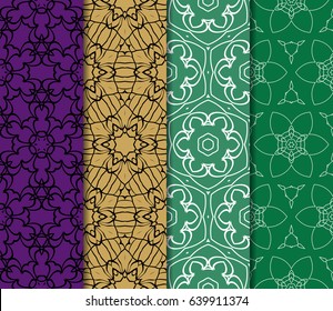 set of geometric pattern in floral lace style. Ethnic ornament. Vector illustration