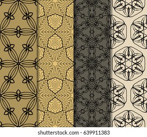 set of geometric pattern in floral lace style. Ethnic ornament. Vector illustration