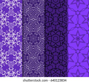 set of geometric pattern in floral lace style. Ethnic ornament. Vector illustration