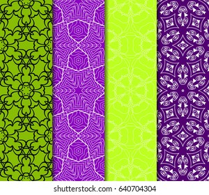 set of geometric pattern in floral lace style. Ethnic ornament. Vector illustration. For modern interior design, fashion textile print, wallpaper, decor panel