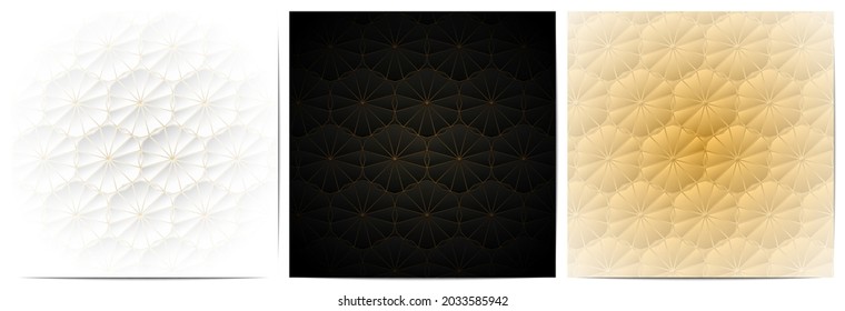    Set of geometric pattern golden lines. Luxury of black,white and gold background with polygonal shape
