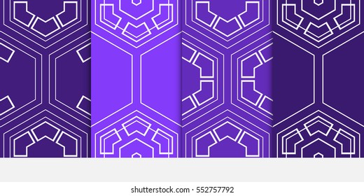 set of geometric pattern of hexagons. Seamless vector illustration. for the design, printing, presentations, wallpapers. purple color