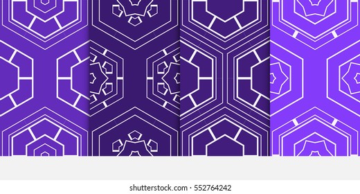 set of geometric pattern of hexagons. Seamless vector illustration. for the design, printing, presentations, wallpapers. purple color