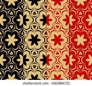 Set of geometric pattern in lace style. Ethnic ornament. Vector illustration. For modern interior design, fashion textile print, wallpaper.
