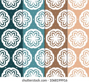 Set of geometric pattern in lace style. Ethnic ornament. Vector illustration. For modern interior design, fashion textile print, wallpaper