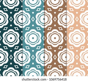 Set of geometric pattern in lace style. Ethnic ornament. Vector illustration. For modern interior design, fashion textile print, wallpaper