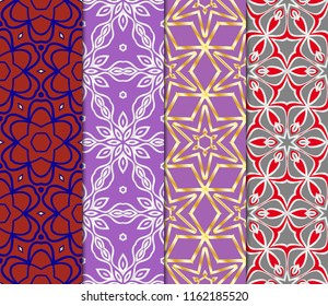 Set of geometric pattern in lace style. Ethnic ornament. Vector illustration. For modern line texture for wallpaper, packaging, banners, textile fashion fabric print, invitation cards.