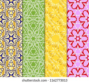 Set of geometric pattern in lace style. Ethnic ornament. Vector illustration. For modern line texture for wallpaper, packaging, banners, textile fashion fabric print, invitation cards.