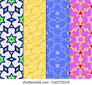 Set of geometric pattern in lace style. Ethnic ornament. Vector illustration. For modern line texture for wallpaper, packaging, banners, textile fashion fabric print, invitation cards.