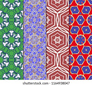 Set of geometric pattern in lace style. Ethnic ornament. Vector illustration. For modern line texture for wallpaper, packaging, banners, textile fashion fabric print, invitation cards.