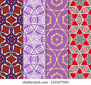 Set of geometric pattern in lace style. Ethnic ornament. Vector illustration. For modern line texture for wallpaper, packaging, banners, textile fashion fabric print, invitation cards.