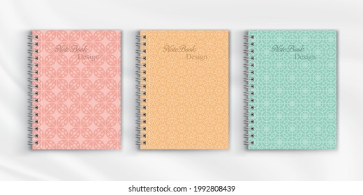     Set of geometric pattern notebook cover. Background design for decorative,magazine,scrapbook, diary.Vector illustration.Eps10