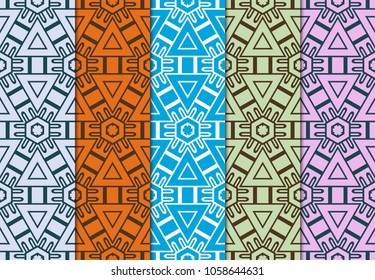 set of geometric pattern on color background. vector illustration. for design, wallpaper