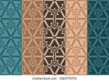 set of geometric pattern on color background. vector illustration. for design, wallpaper