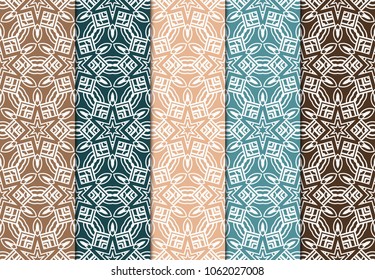 set of geometric pattern on color background. vector illustration. for design, wallpaper