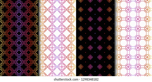 Set of Geometric Pattern. Seamless Texture Color Background. Vector illustration