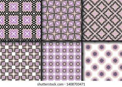 Set of Geometric Pattern. Seamless Texture Color Background. Vector illustration.