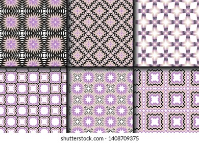 Set of Geometric Pattern. Seamless Texture Color Background. Vector illustration.