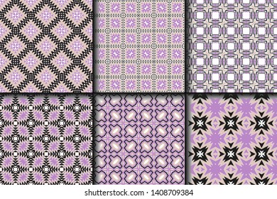 Set of Geometric Pattern. Seamless Texture Color Background. Vector illustration.