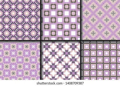 Set of Geometric Pattern. Seamless Texture Color Background. Vector illustration.