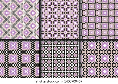 Set of Geometric Pattern. Seamless Texture Color Background. Vector illustration.