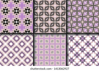 Set of Geometric Pattern. Seamless Texture Color Background. Vector illustration.