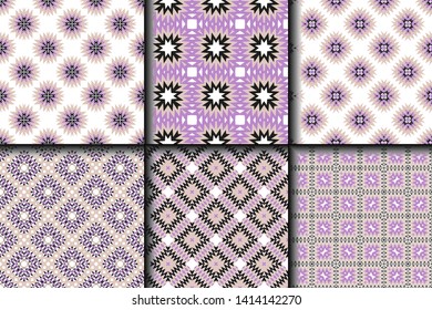 Set of Geometric Pattern. Seamless Texture Color Background. Vector illustration.