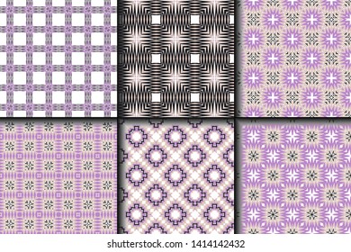 Set of Geometric Pattern. Seamless Texture Color Background. Vector illustration.