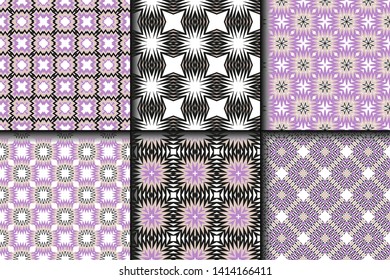 Set of Geometric Pattern. Seamless Texture Color Background. Vector illustration.