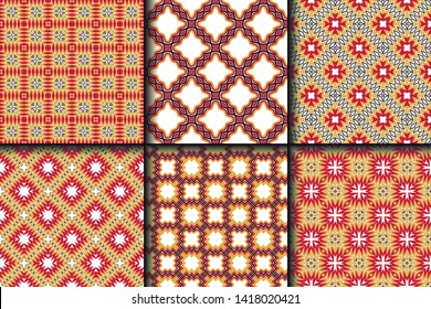 Set of Geometric Pattern. Seamless Texture Color Background. Vector illustration.