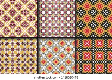 Set of Geometric Pattern. Seamless Texture Color Background. Vector illustration.