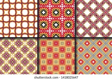 Set of Geometric Pattern. Seamless Texture Color Background. Vector illustration.