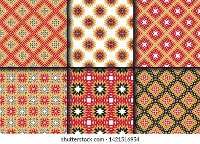 Set of Geometric Pattern. Seamless Texture Color Background. Vector illustration.