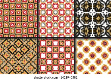 Set of Geometric Pattern. Seamless Texture Color Background. Vector illustration.