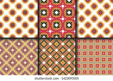 Set of Geometric Pattern. Seamless Texture Color Background. Vector illustration.
