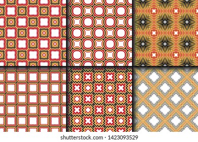 Set of Geometric Pattern. Seamless Texture Color Background. Vector illustration.