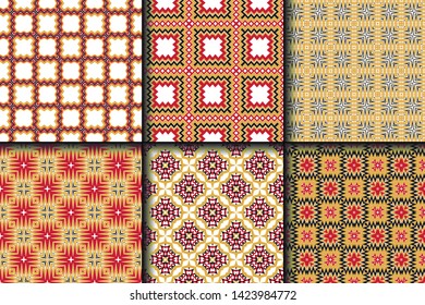 Set of Geometric Pattern. Seamless Texture Color Background. Vector illustration.