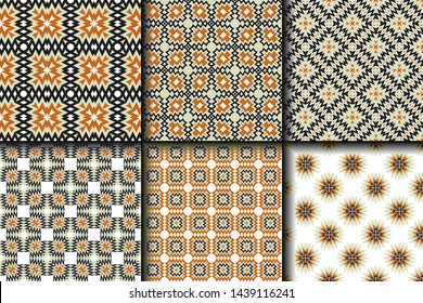 Set of Geometric Pattern. Seamless Texture Color Background. Vector illustration.