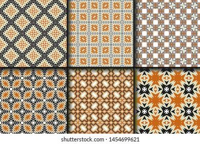 Set of Geometric Pattern. Seamless Texture Color Background. Vector illustration.