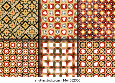 Set of Geometric Pattern. Seamless Texture Color Background. Vector illustration.