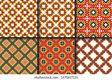 Set of Geometric Pattern. Seamless Texture Color Background. Vector illustration.