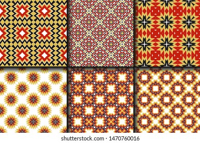 Set of Geometric Pattern. Seamless Texture Color Background. Vector illustration.
