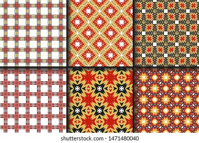 Set of Geometric Pattern. Seamless Texture Color Background. Vector illustration.