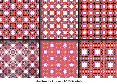 Set of Geometric Pattern. Seamless Texture Color Background. Vector illustration.