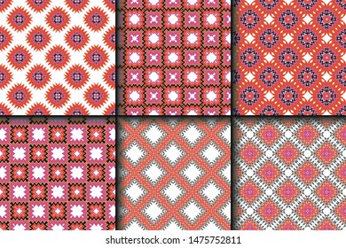 Set of Geometric Pattern. Seamless Texture Color Background. Vector illustration.