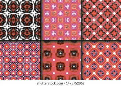 Set of Geometric Pattern. Seamless Texture Color Background. Vector illustration.