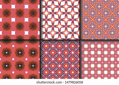 Set of Geometric Pattern. Seamless Texture Color Background. Vector illustration.